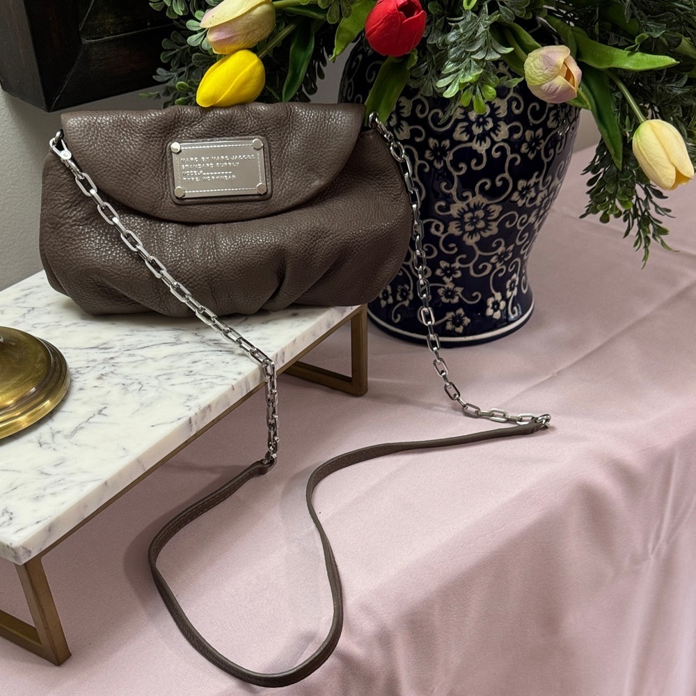 Marc by Marc Jacobs Classic Q Karlie Taupe Leather Crossbody or Clutch NWOT